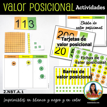 Preview of Tarjetas de Valor Posicional Printable Bundle 2.NBT.A.1, Math Activity Spanish
