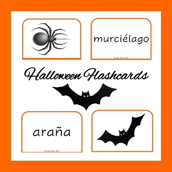 Preview of Tarjetas de Vocabulario Halloween en Español (2 por página). Flashcards.
