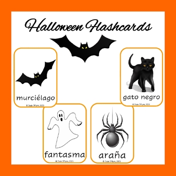 Preview of Tarjetas de Vocabulario Halloween en Español (4 por página). Flashcards.