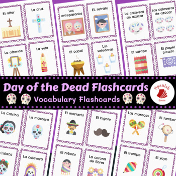 Preview of 60 Day of the Dead Flashcards - Tarjetas de Vocabulario del Día de Muertos