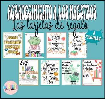 Preview of Tarjetas de agradecimiento para maestros|Teacher Appreciation Gift Cards Spanish