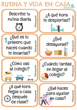 Tarjetas de conversación (5 temas) / Spanish Conversation Cards (5 topics)