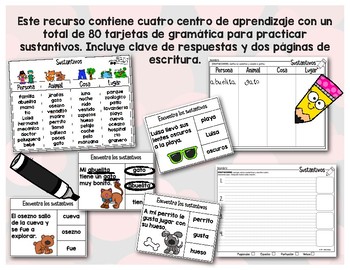 Tarjetas de gramática - los sustantivos by Silvia Schavz | TPT