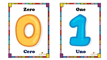 Tarjetas De Numeros En Espanol Y Ingles Spanish And English Number Flashcard