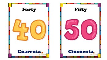 Tarjetas De Numeros En Espanol Y Ingles Spanish And English Number Flashcard