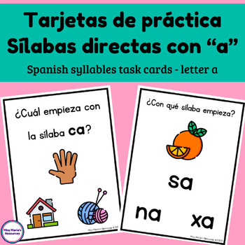 Preview of Tarjetas de práctica - sílabas directas con a - Spanish phonics task cards