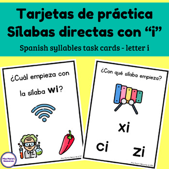 Preview of Tarjetas de práctica - sílabas directas con i - Spanish phonics task cards