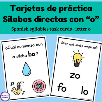 Preview of Tarjetas de práctica - sílabas directas con o - Spanish phonics task cards