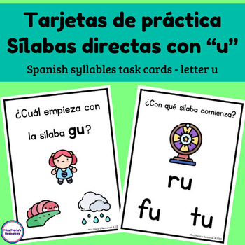 Preview of Tarjetas de práctica - sílabas directas con u - Spanish phonics task cards