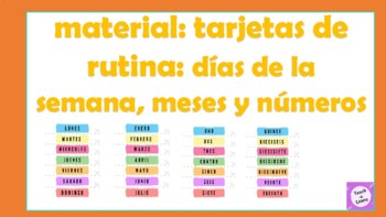 Preview of Tarjetas de rutina: días de la semana, meses y numeros- Spanish routine cards