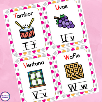 Tarjetas del abecedario - Spanish alphabet cards by Miss Maria's Resources