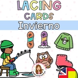 Tarjetas enlazar cordones. Fine motor Lacing cards. Winter