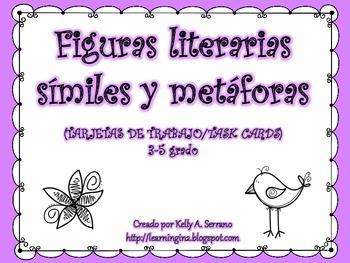 Preview of Similes and Metaphors Task Cards in Spanish