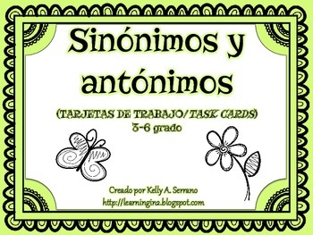 Preview of Synonyms and Antonyms Task Cards in Spanish