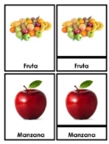 Three-part Cards Montessori. Fruit. Español
