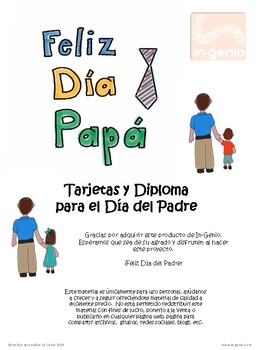 Tarjetas y diploma para el Día del Padre Father's day cards and diploma  spanish