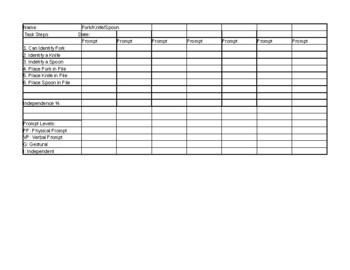 Preview of Task Analysis Data Sheet Silver Identification