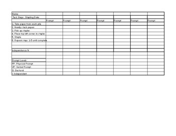 Preview of Task Analysis Data Sheet Stapling