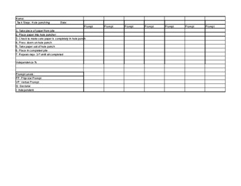 Preview of Task Analysis Data Sheets Hole Punching