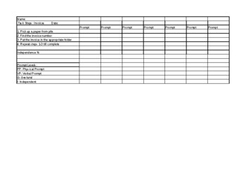 Preview of Task Analysis Data Sheets Invoices