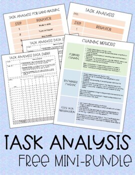 Preview of FREE Task Analysis Data Sheets & Visuals