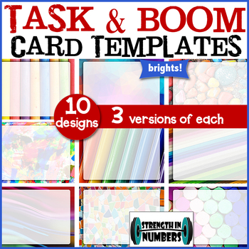 Preview of BRIGHT Task & BOOM Card Template Pack 10 designs Distance Learning