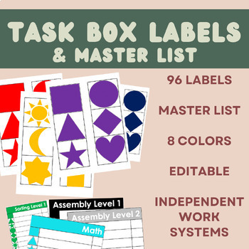 Editable Task Box Labels by Mrs Learning Bee