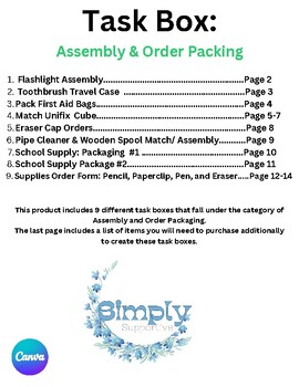 Preview of Task Boxes: Assembly & Order Packing