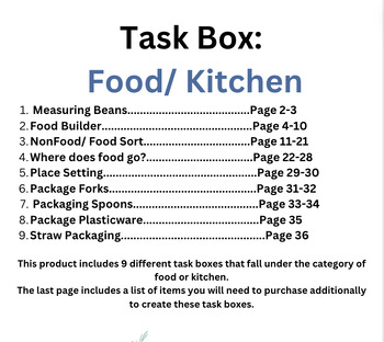 Preview of Task Boxes: Color, Size, Matching, Kitchen, Food, Assembly & Order Packaging