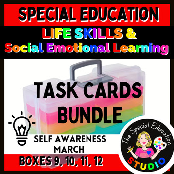 Preview of Task Boxes Special Education Bundle Life Skills Social Emotional Learning March