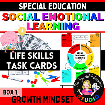 Preview of Task Boxes Special Education Growth Mindset SEL Task Cards Life Skills Autism