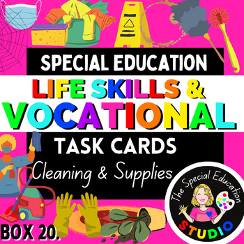 Preview of Task Boxes Special Education, Vocational Life Skills CLEANING SKILLS Sped Ed