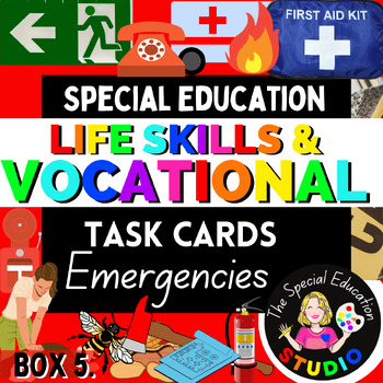 Preview of Task Boxes Special Education, Vocational and Life Skills Emergencies Activities