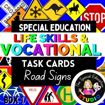 Preview of Task Boxes Special Education, Vocational and Life Skills Road Signs Activities