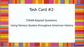 Preview of Task Card #2:STAAR-Aligned Questions of American History