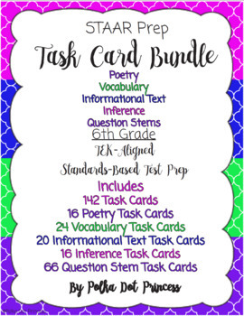 Preview of Task Card BUNDLE #4(Poetry, Vocab, Inform, Infer, & Ques Stems)- STAAR Test Prep