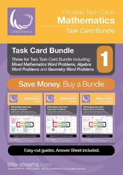 Preview of Task Card Bundle 1 | Task Cards on Geometry, Algebra and Mixed Math