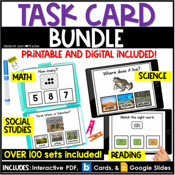 Preview of Task Card Bundle | Printable & Boom Cards | Task Boxes