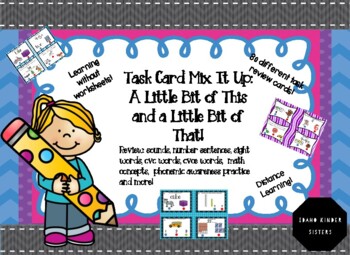 Preview of Task Card Mix It Up: Math and Phonics Review Cards