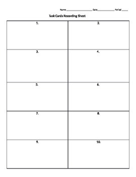 Task Card Recording Sheet by Ms Kellam | Teachers Pay Teachers