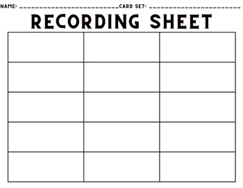 Preview of Task Card Recording Sheet