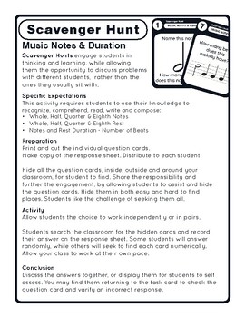 Preview of Task Card Scavenger Hunt - Music Notes and Duration