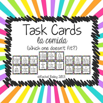 Preview of Food in Spanish | Which One Doesn't Fit | Task Card Activity