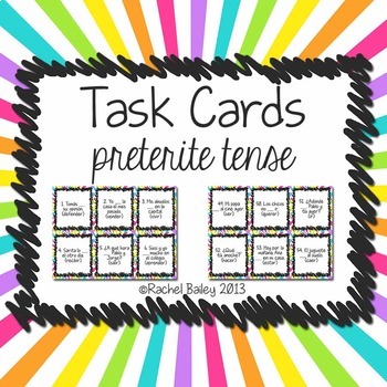 Preview of Preterite Tense Spanish Task Card Activity