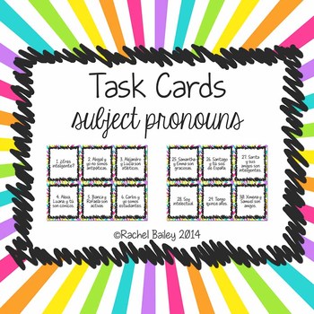 Preview of Spanish Subject Pronouns Task Card Activity
