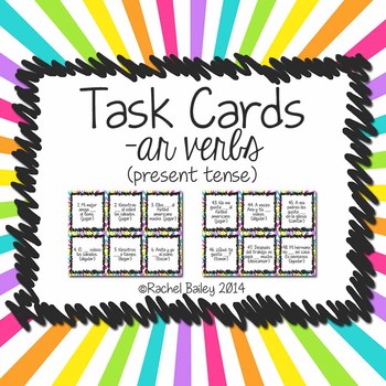 Preview of AR Present Tense Verbs in Spanish Task Card Activity