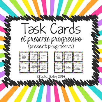 Preview of Present Progressive Spanish Task Card Activity