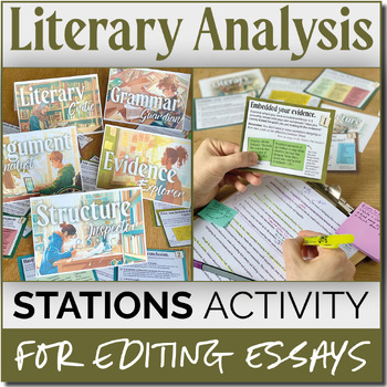 Preview of Task Card Stations: Editing Literary Analysis Essays