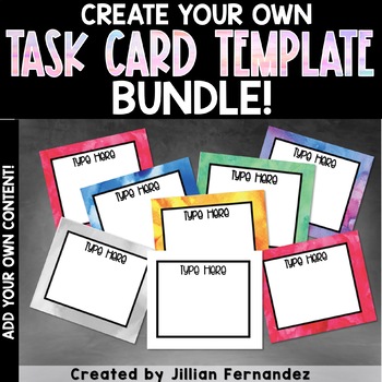 Preview of Task Card Template BUNDLE - Watercolor