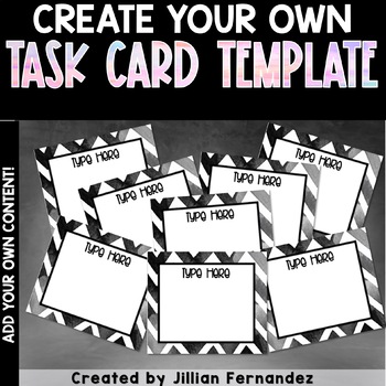 Preview of Task Card Template - Black and White Chevron